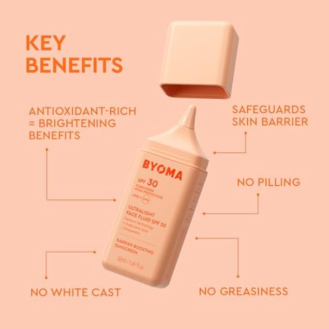BYOMA SPF 30 FACE FLUID - ULTRA-LIGHTWEIGHT FACIAL SUNSCREEN FOR ALL SKIN TONES - LUMINOUS GLOW, NO WHITE CAST - SPF MOISTURIZER STRENGTHENS SKIN BARRIER - 1.69 FL.OZ - Image 3